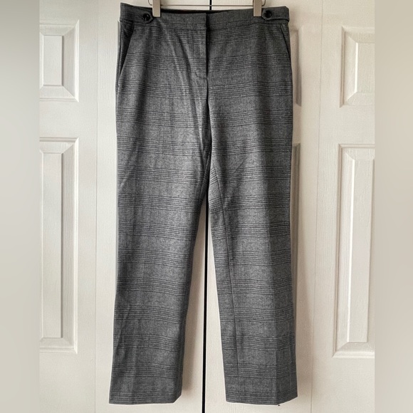 Ann Taylor Plaid Straight Pant in Dark Charcoal Plaid - Picture 3 of 5